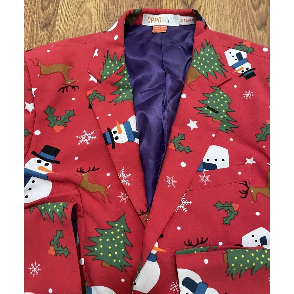 OppoSuits Blazer Mens 40 Christmas Novelty Snowman Reindeer Holiday